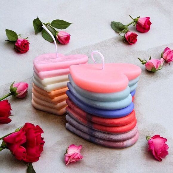 Heart-Shaped ✦ Soy Wax Candles ✦ Purification Scent Ritual Pair Handmade NWT - Picture 2 of 6